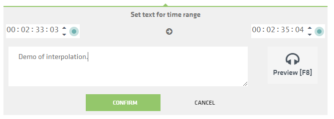 Interpolation in the Transcriber application