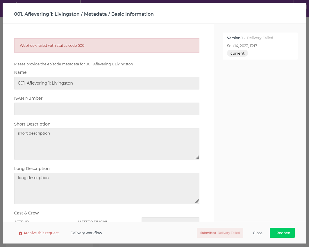 dialog delivery failed