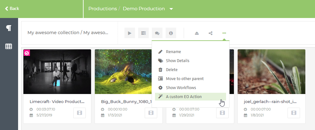 Custom EO Action in the collection builder