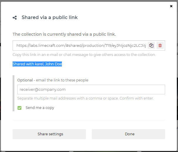 Shared Users in share dialog